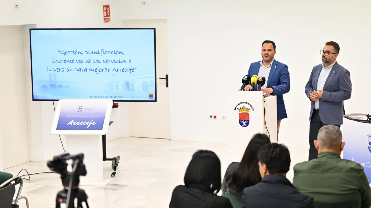 Rueda de prensa de presentaci&oacute;n de los presupuestos de Arrecife 2026 