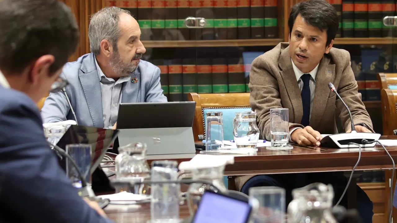 Marcos Bergaz (PSOE) durante una pregunta parlamentaria al consejero de Vivienda Pablo Rodríguez 