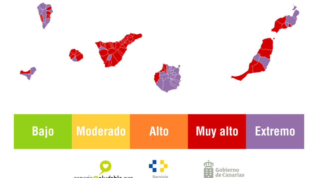 Mapa de la radiacion ultravioleta por islas