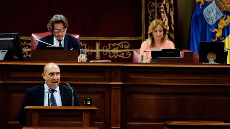 Pedro Viera durante una intervención en el Parlamento de Canarias