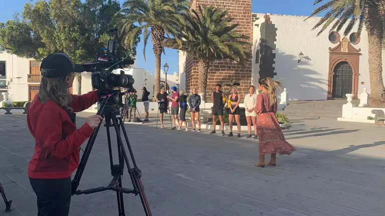 Pilar Rubio grabando en la Villa de Teguise.