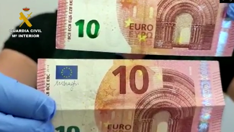 Comparativa de los billetes de 10€ falsificados