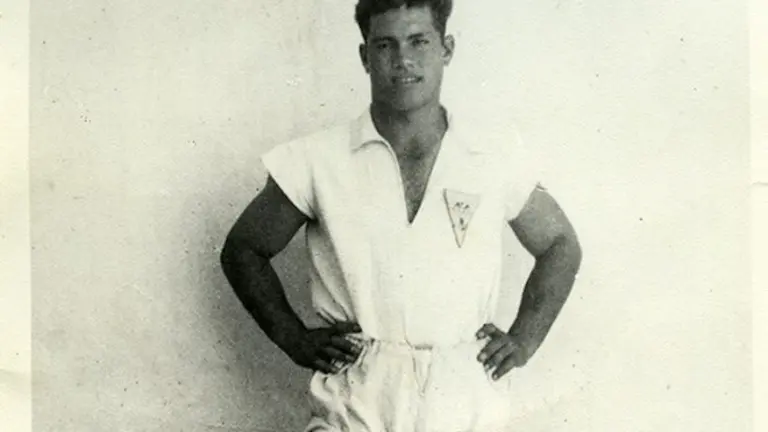 Manuel Cabrera Rodríguez, Pollo de Tías, en una foto de cuando era figura del deporte vernáculo. FOTO: Memoria Digital de Lanzarote