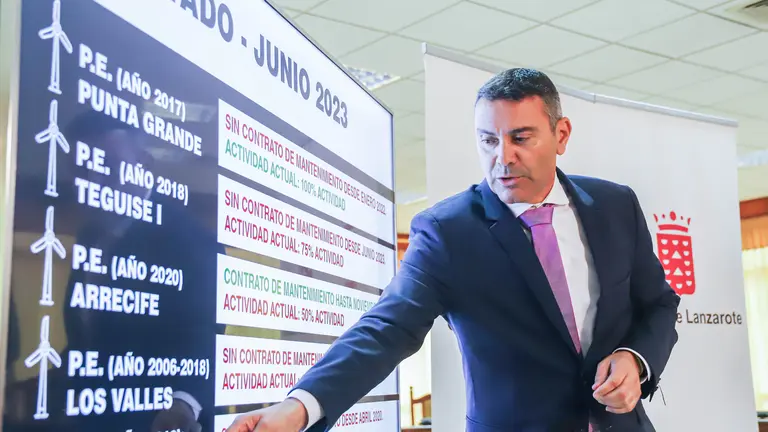 Rueda de prensa sobre el estado actual de los parques eólicos.