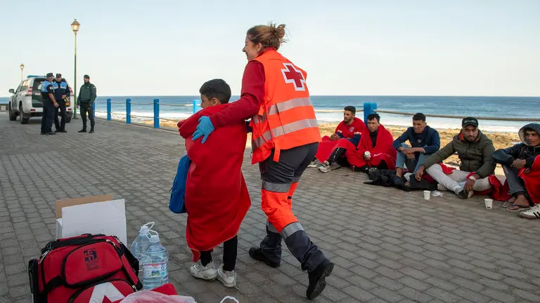 Llegada de personas migrantes a La Santa.