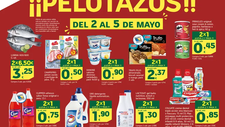 Cartel ofertas desde el 2 hasta el 5 de mayo.