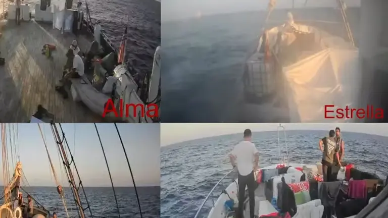 Algunos de los barcos de la Flotilla de la Libertad