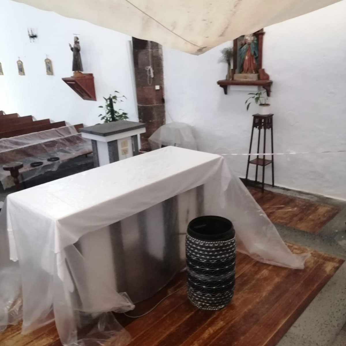 Estado de la iglesia de Guatiza tras las lluvias
