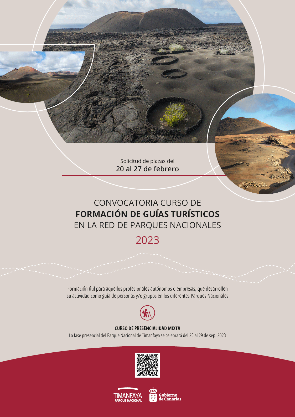 Cartel del curso de formación de guías turísticos de Timanfaya