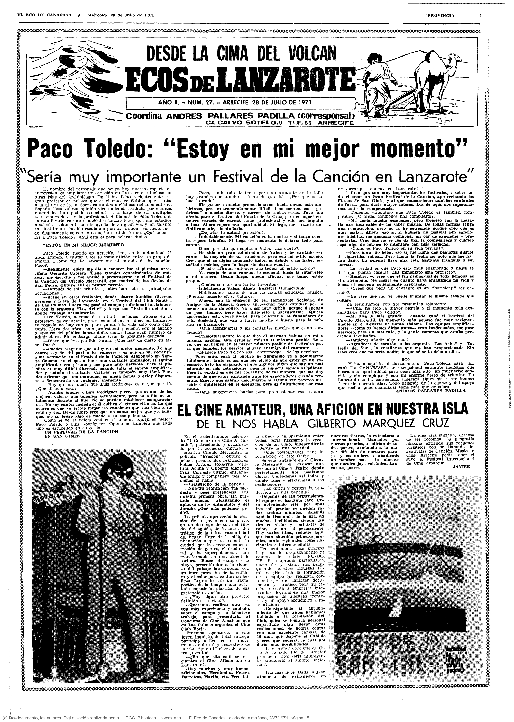 Paco Toledo, un gran intérprete, en El Eco de Canarias en 1971 O_page-0001