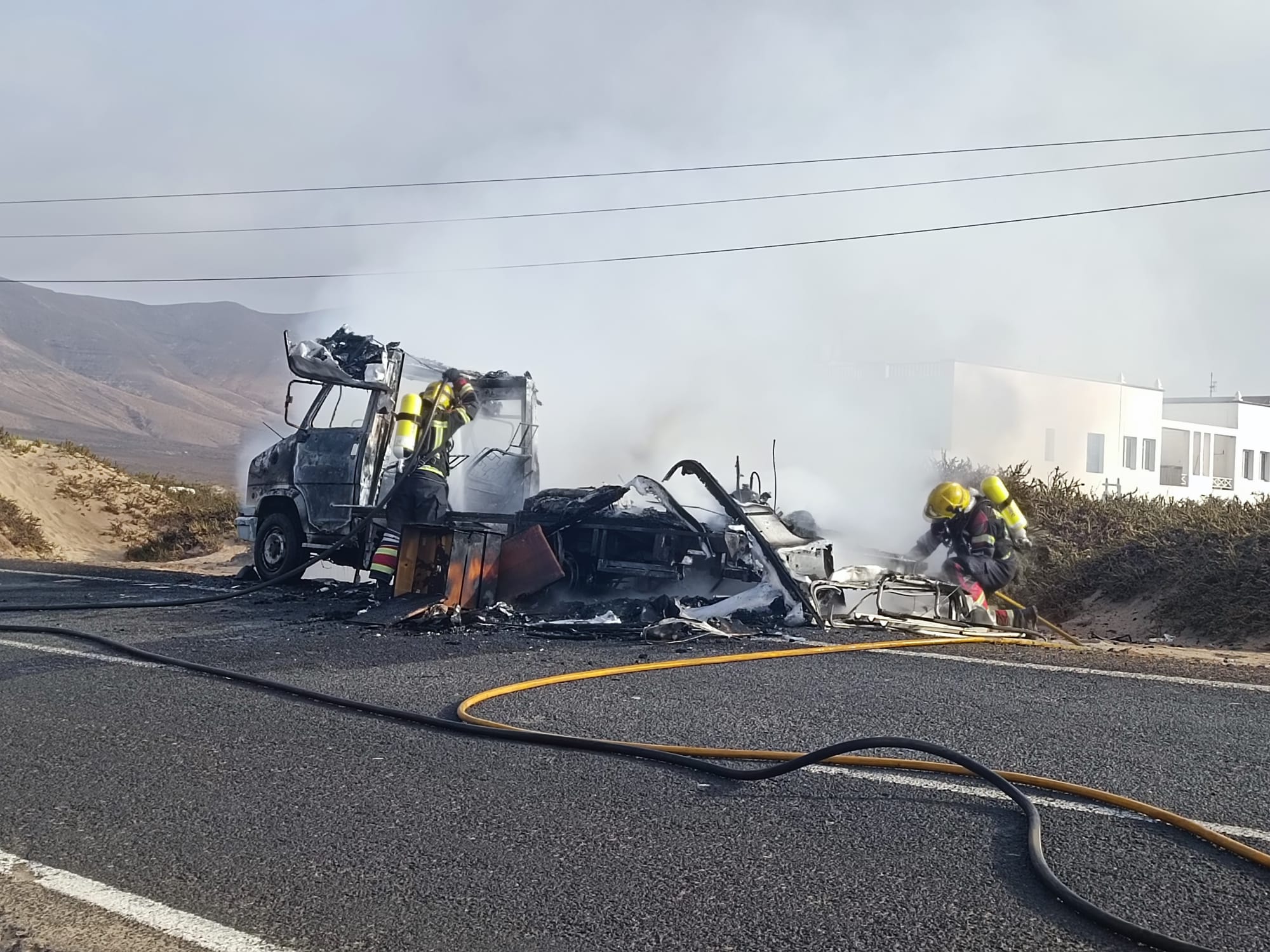 Estado en el que quedó la autocaravana.