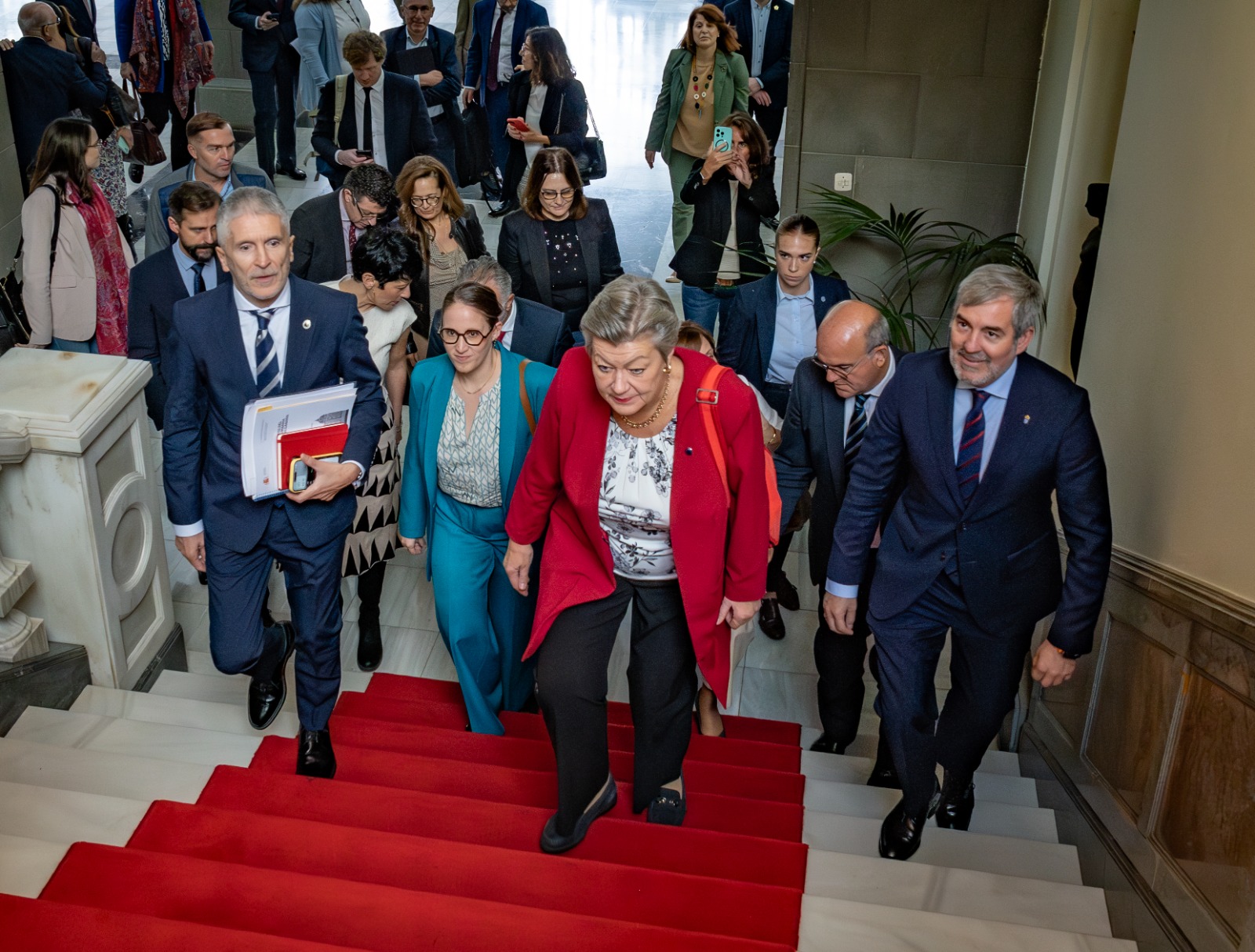 Visita de la comisaria Johansson a Canarias, en la foto entre Marlaska y Clavijo.