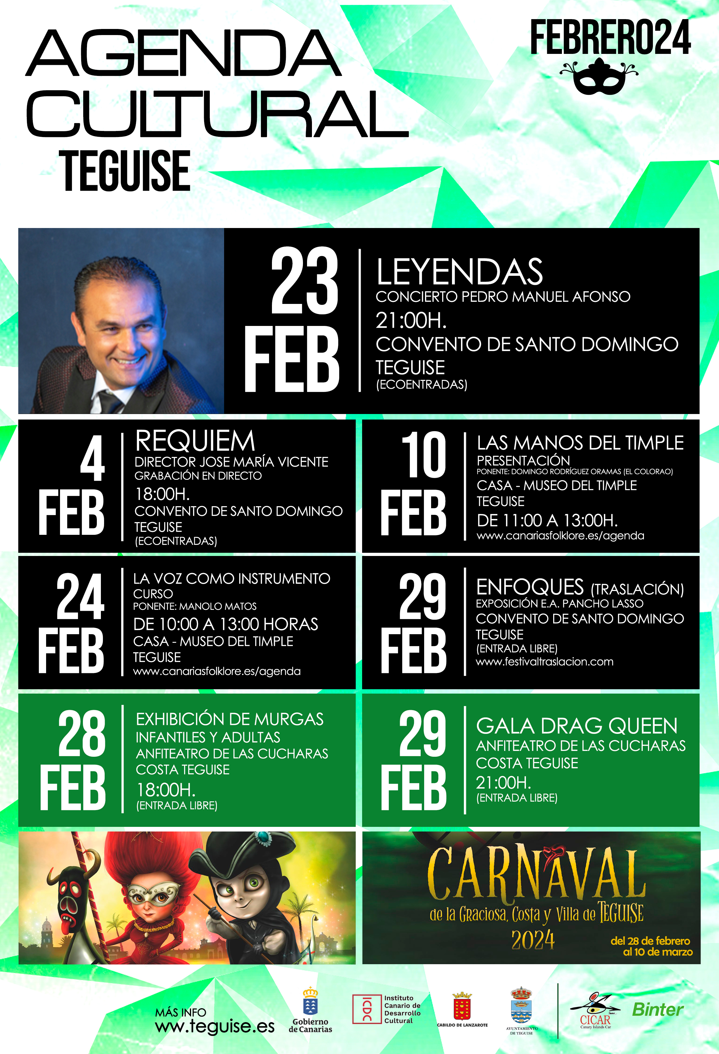 Agenda cultural Teguise Febrero.