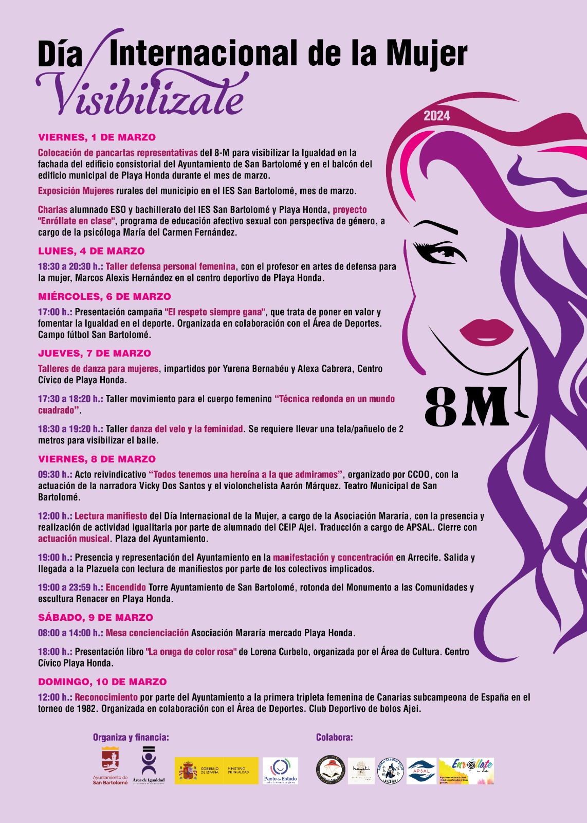 Cartel programación 8M.