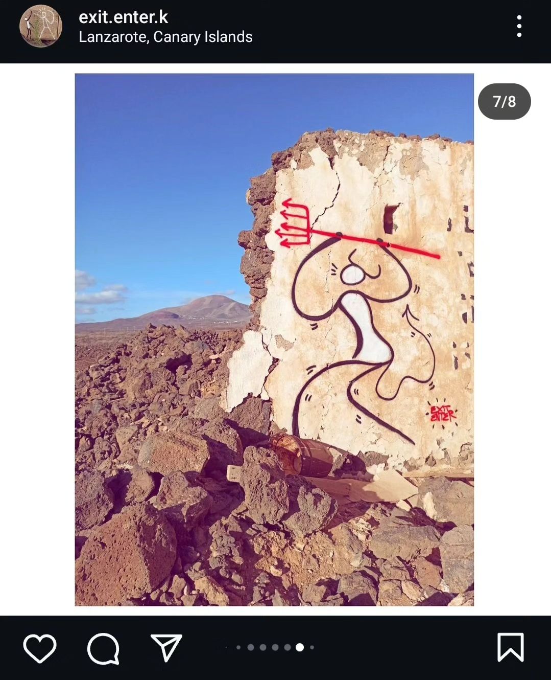 Dibujo en una pared de Lanzarote.