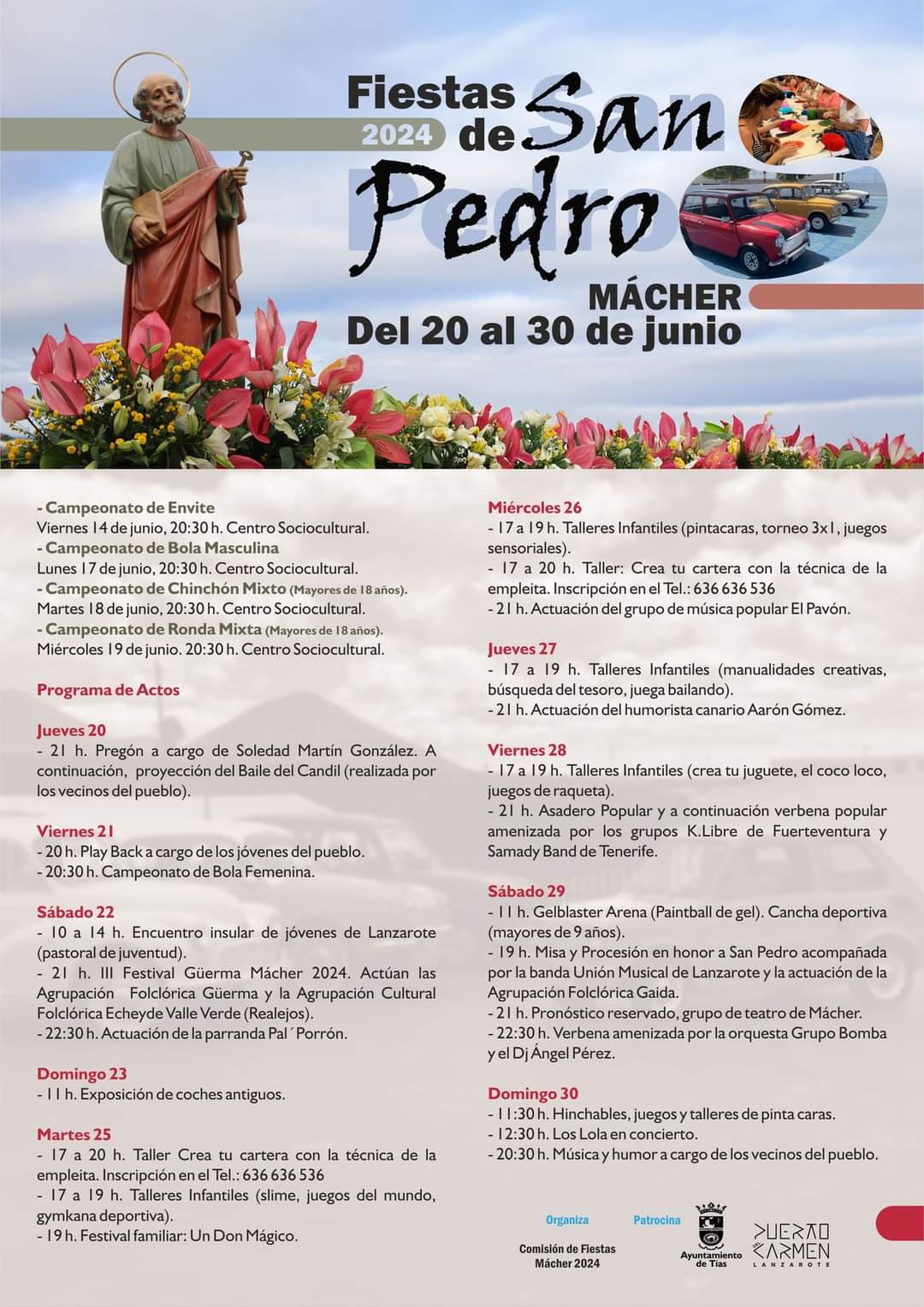 Cartel de las fiestas de San Pedro Mácher 2024.