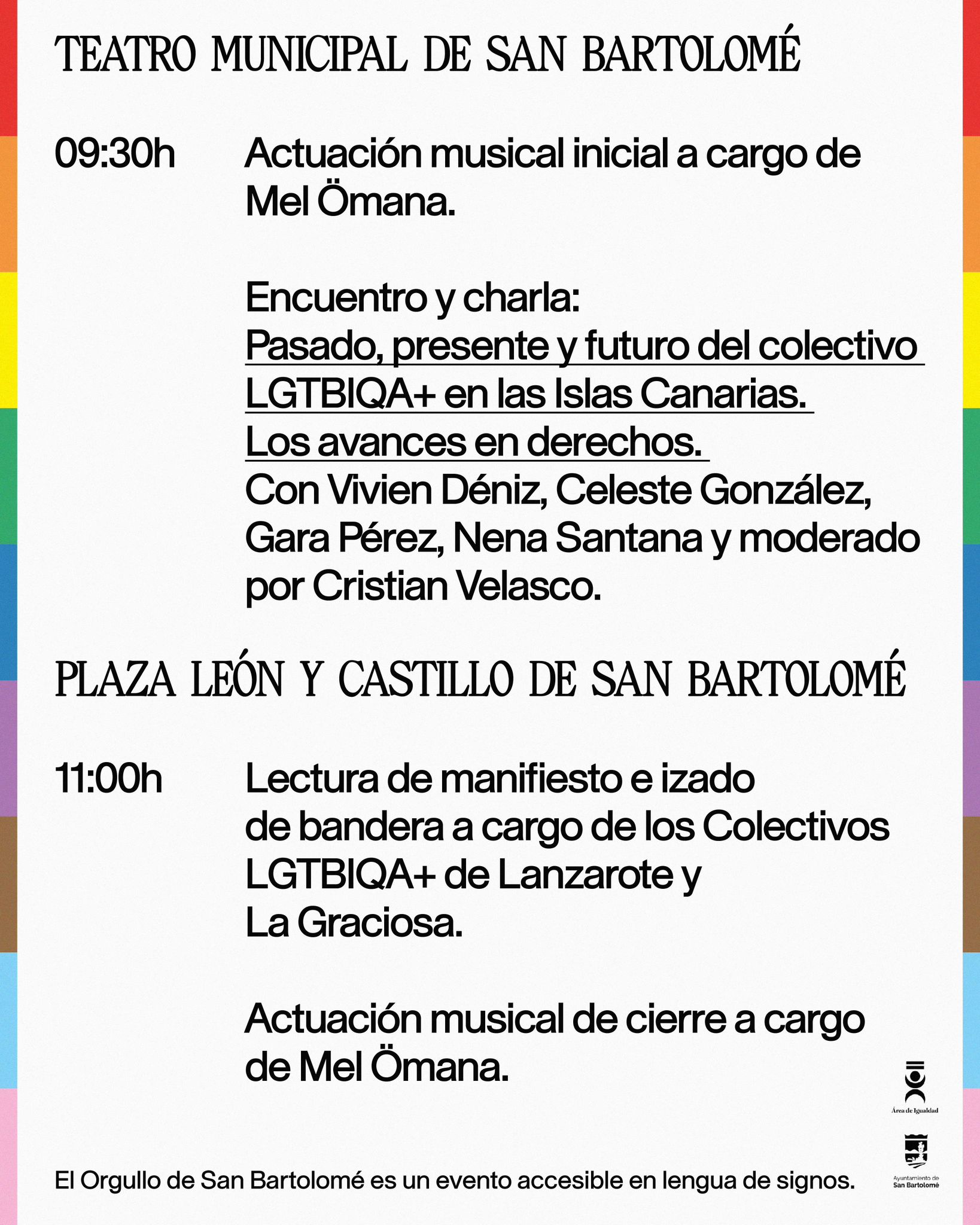 Programa Orgullo San Bartolomé.
