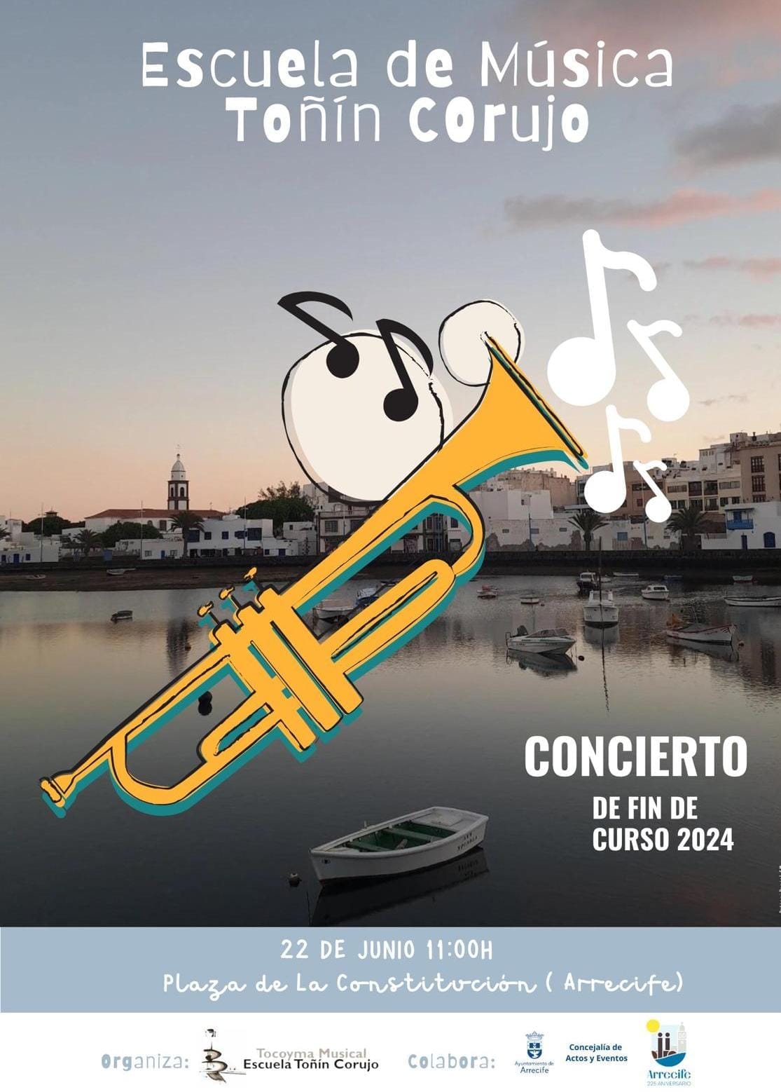 La Plazuela acoge el concierto fin de curso de la Escuela de Música Toñín Corujo, con el apoyo del Ayuntamiento de Arrecife.