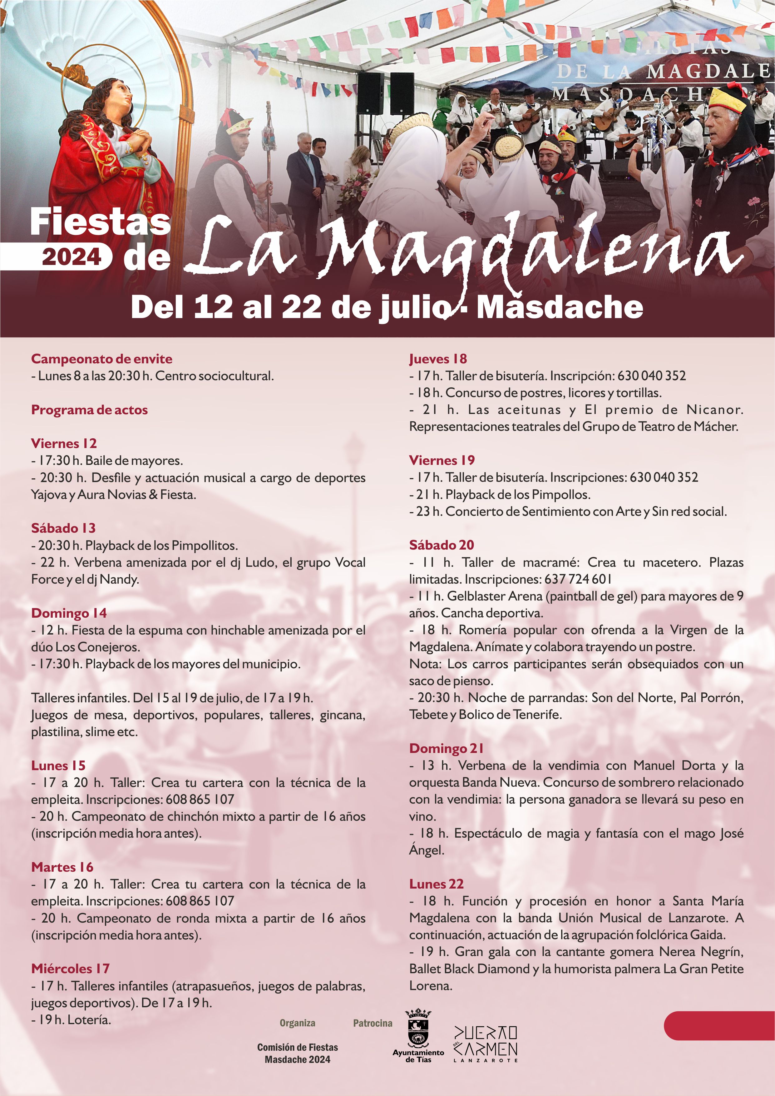 Programa Fiestas de La Magdalena Masdache 2024.