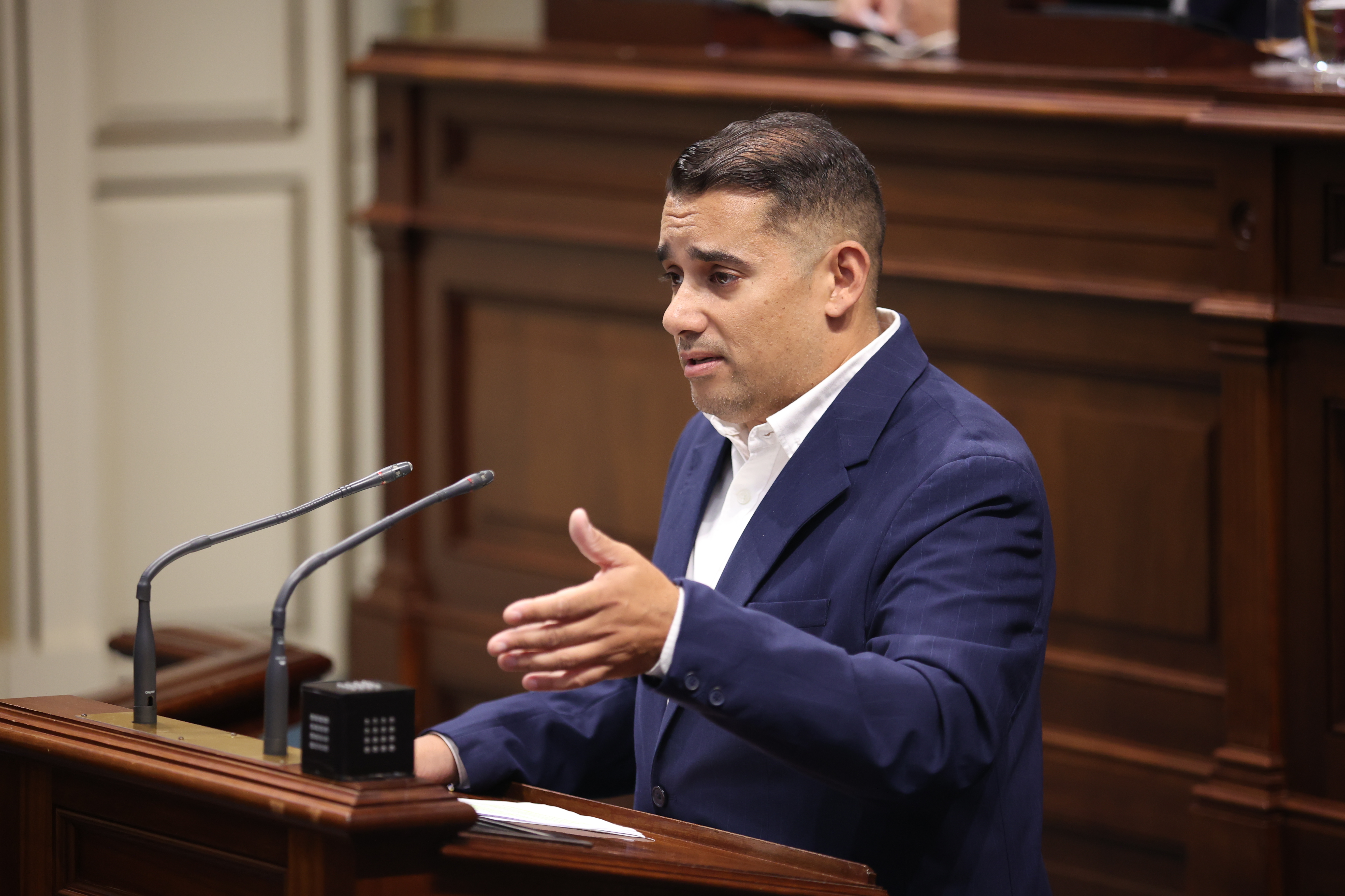 Yoné Caraballo interviene en el pleno del Parlamento.