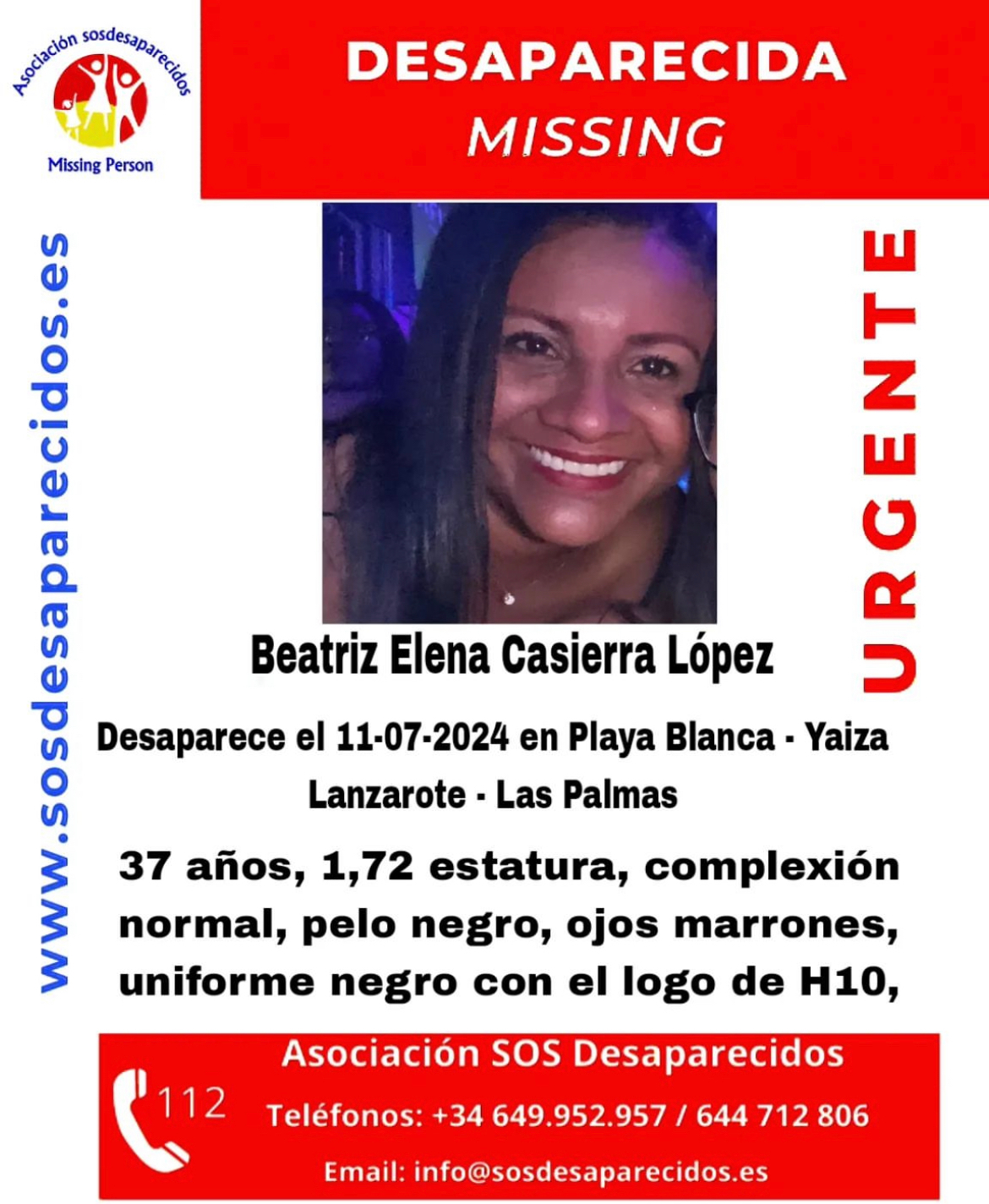 Cartel desaparecida Beatriz Elena C.L. Imagen: SOS Desaparecidos.