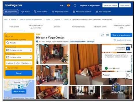 El local se anuncia en Booking como establecimiento turístico.