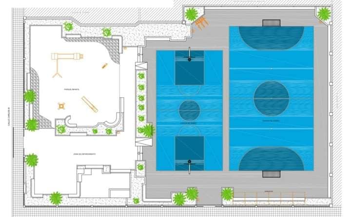 Infografía sobre las nuevas instalaciones deportivas que construye Arrecife, en el barrio de Titerroy.