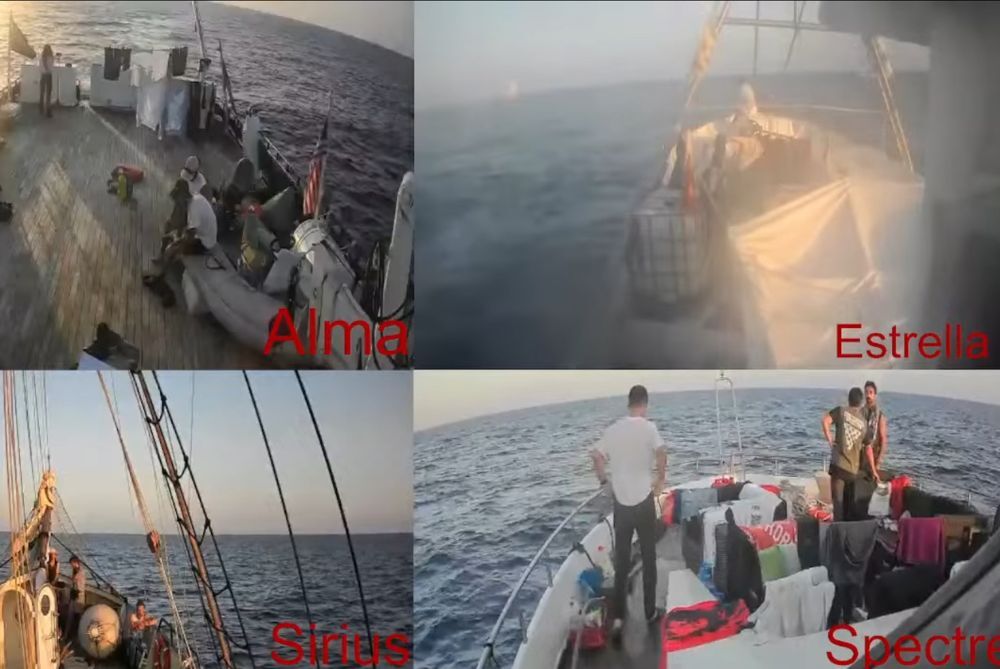Algunos de los barcos de la Flotilla de la Libertad