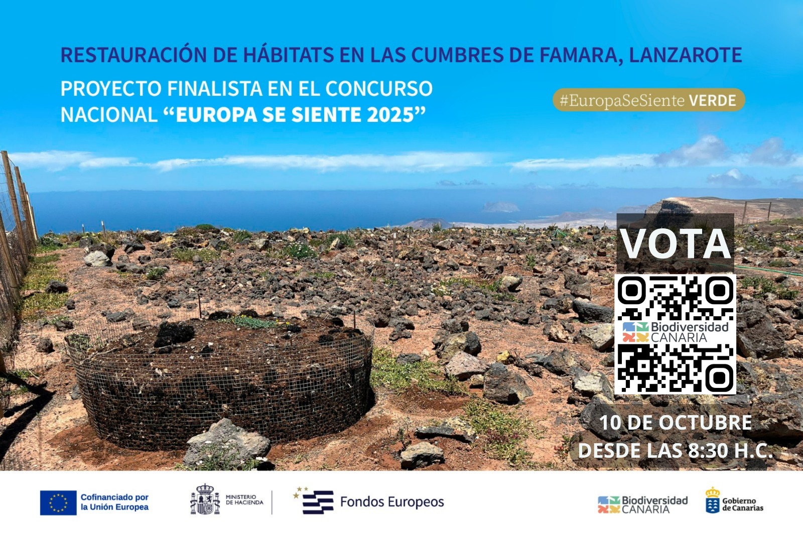 Zapata anima a la ciudadanía a votar este viernes por el proyecto de restauración de Famara en el concurso ‘Europa se siente’